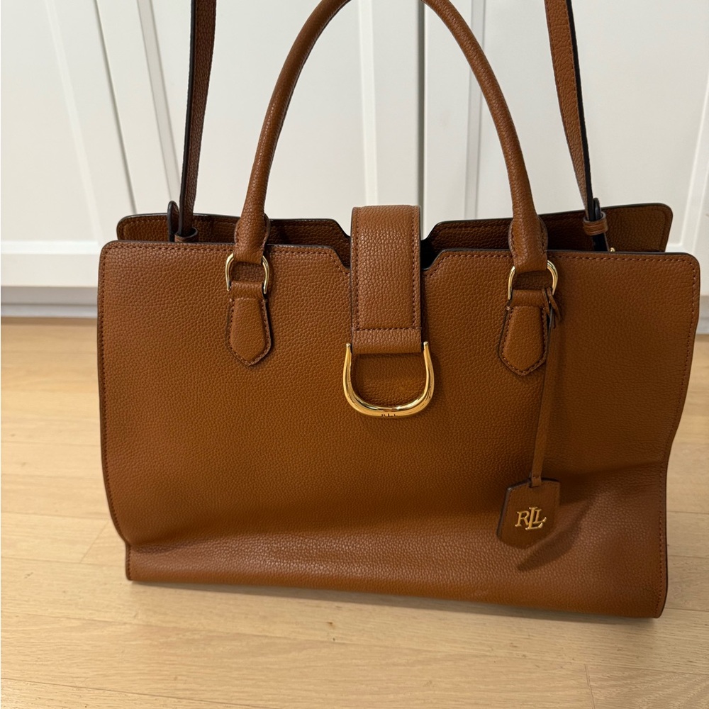 Ralph Lauren Tan Brown Leather Satchel Bag